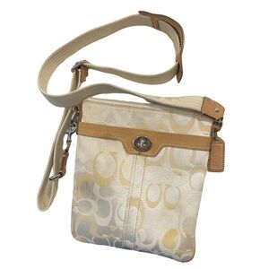 Coach Cream and Tan Crossbody Bag